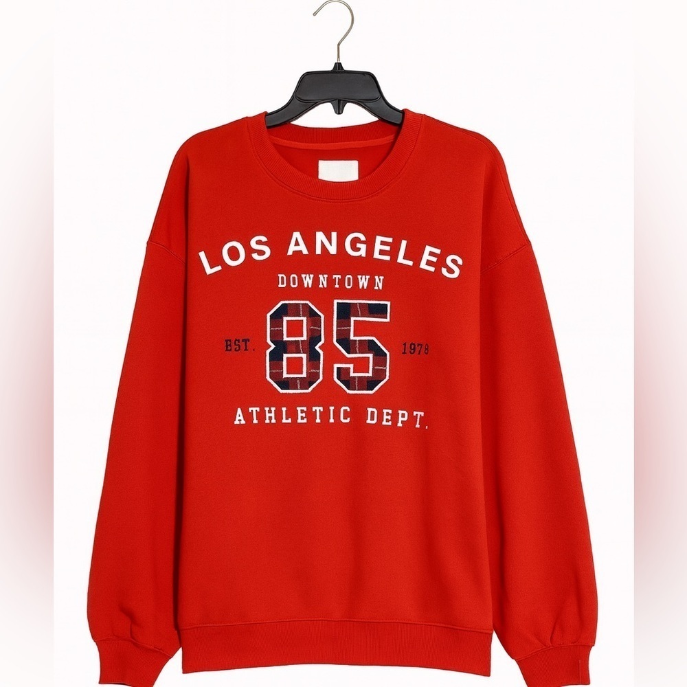 NEW Los Angeles 85 Red Plaid Crewneck Sweatshirt – Juniors L, NWT